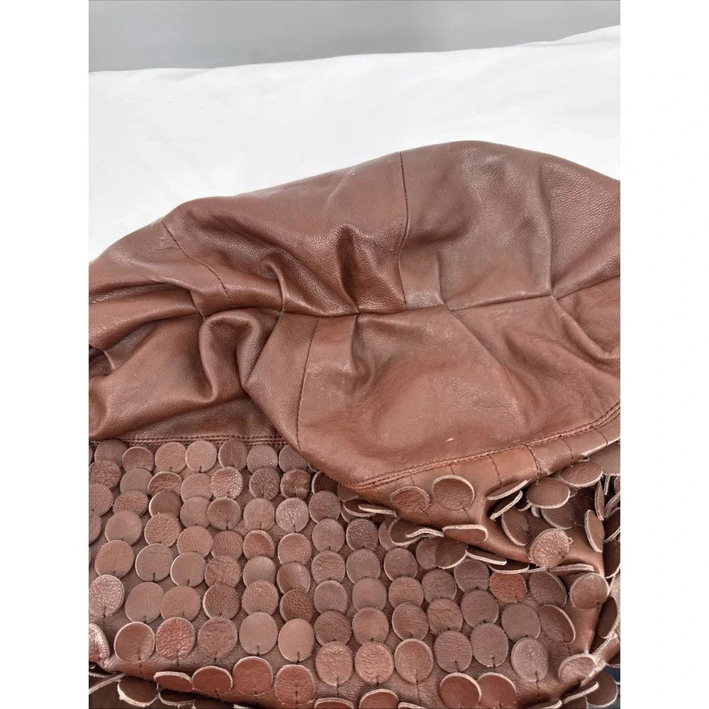 Boho Hippie Double Handle Brown Leather Large Bag‎